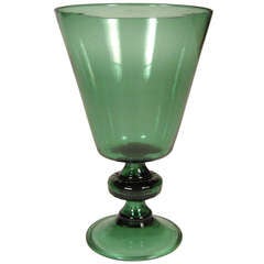 A Large Venetian Green Hand Blown Glass Vase