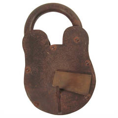 Antique Giant Cast Iron Padlock with Key