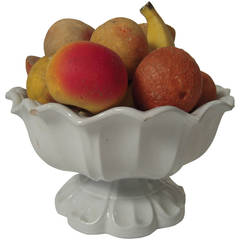 Antique 19th Century Ironstone Compote Filled with Stone Fruit