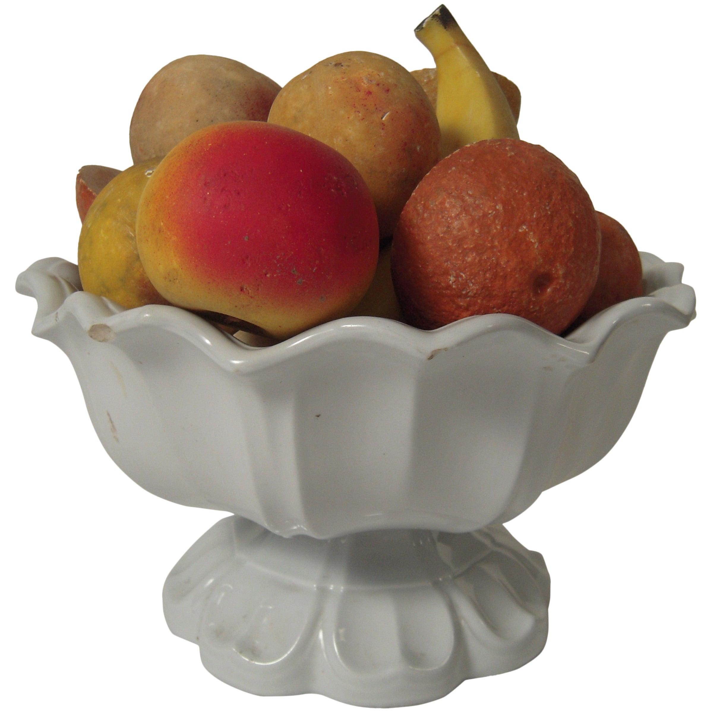 19th Century Ironstone Compote Filled with Stone Fruit
