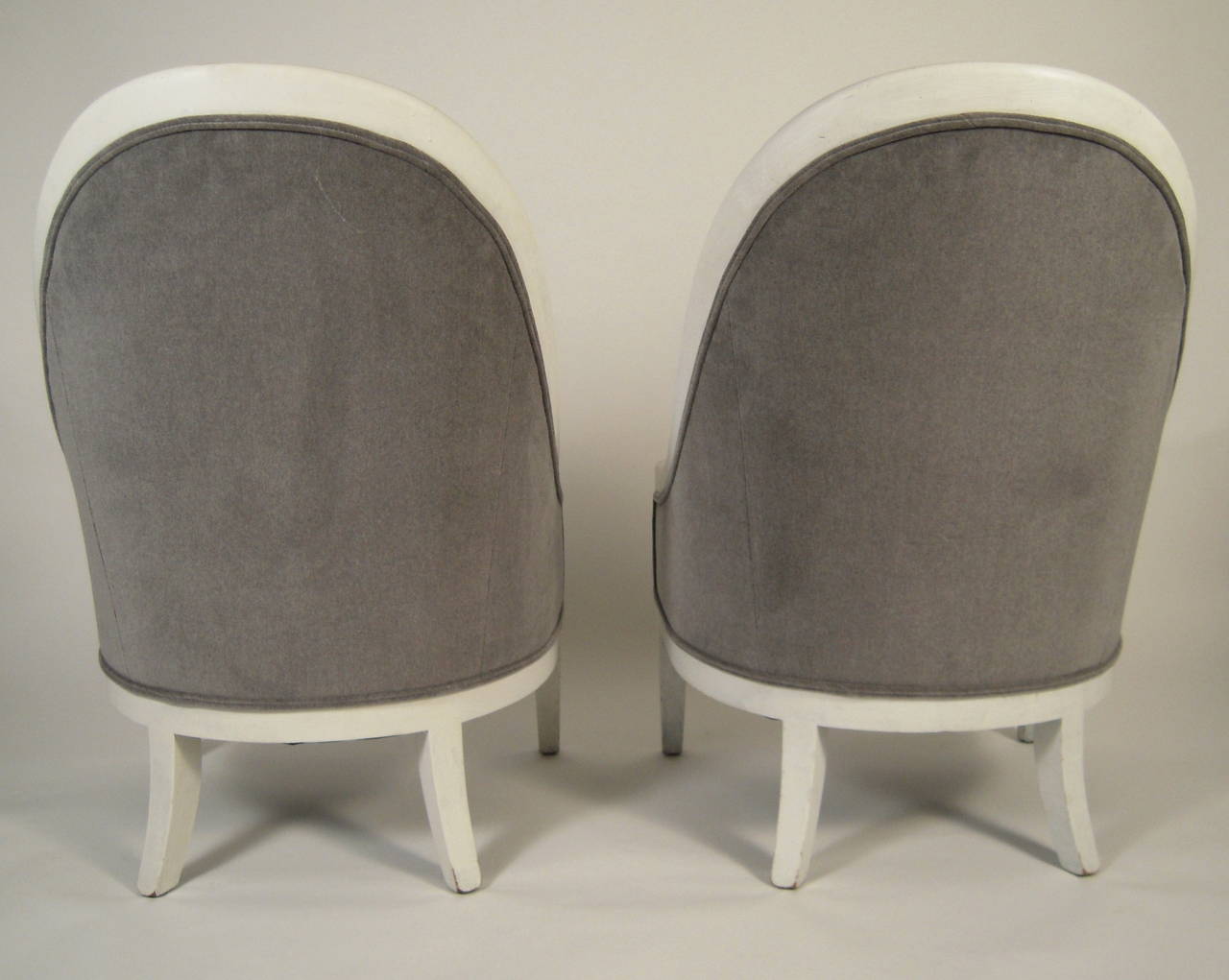 American Pair of Regency Style Gondola Back Upholstered Chairs