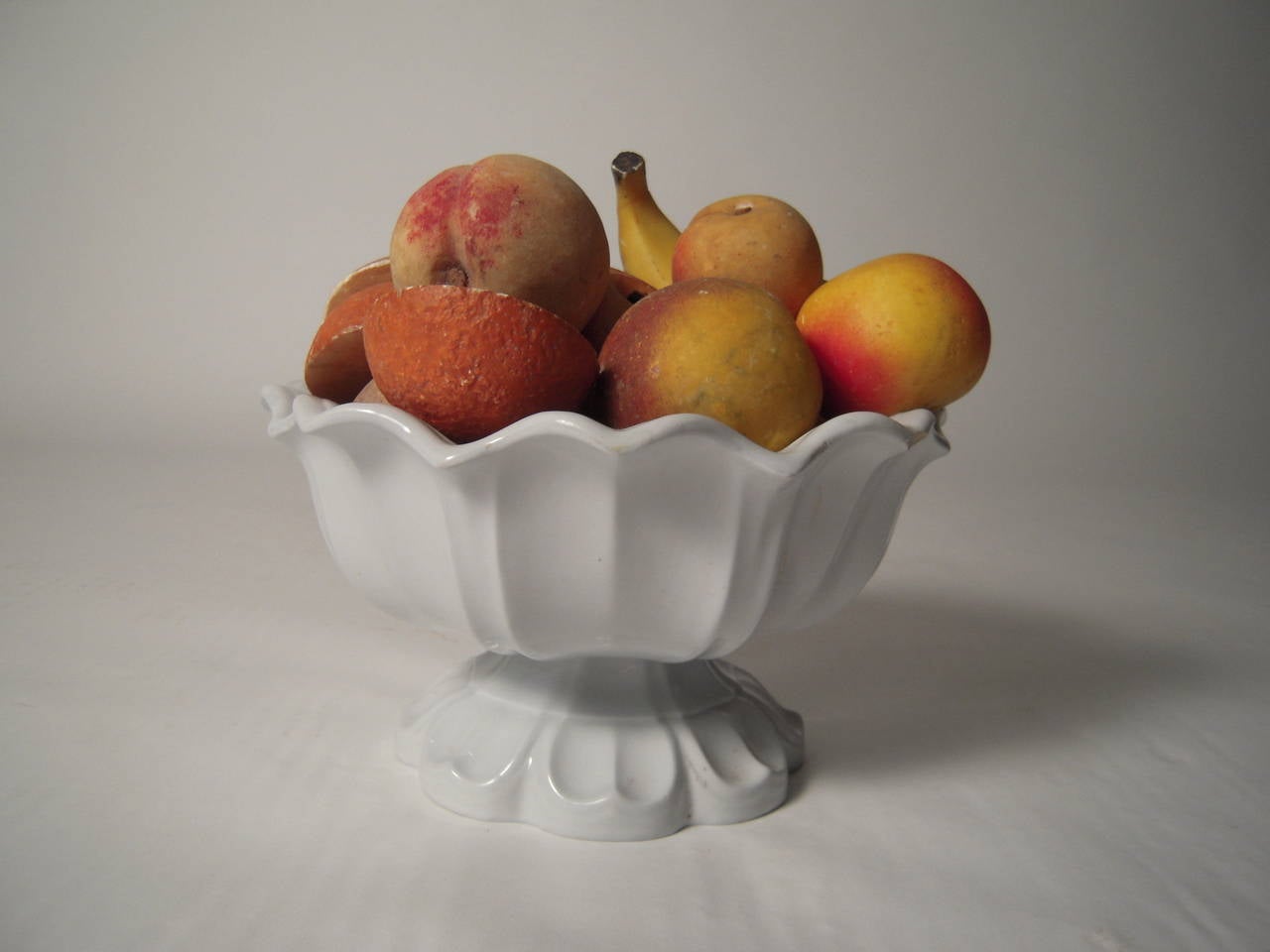 Early 20th Century 19th Century Ironstone Compote Filled with Stone Fruit