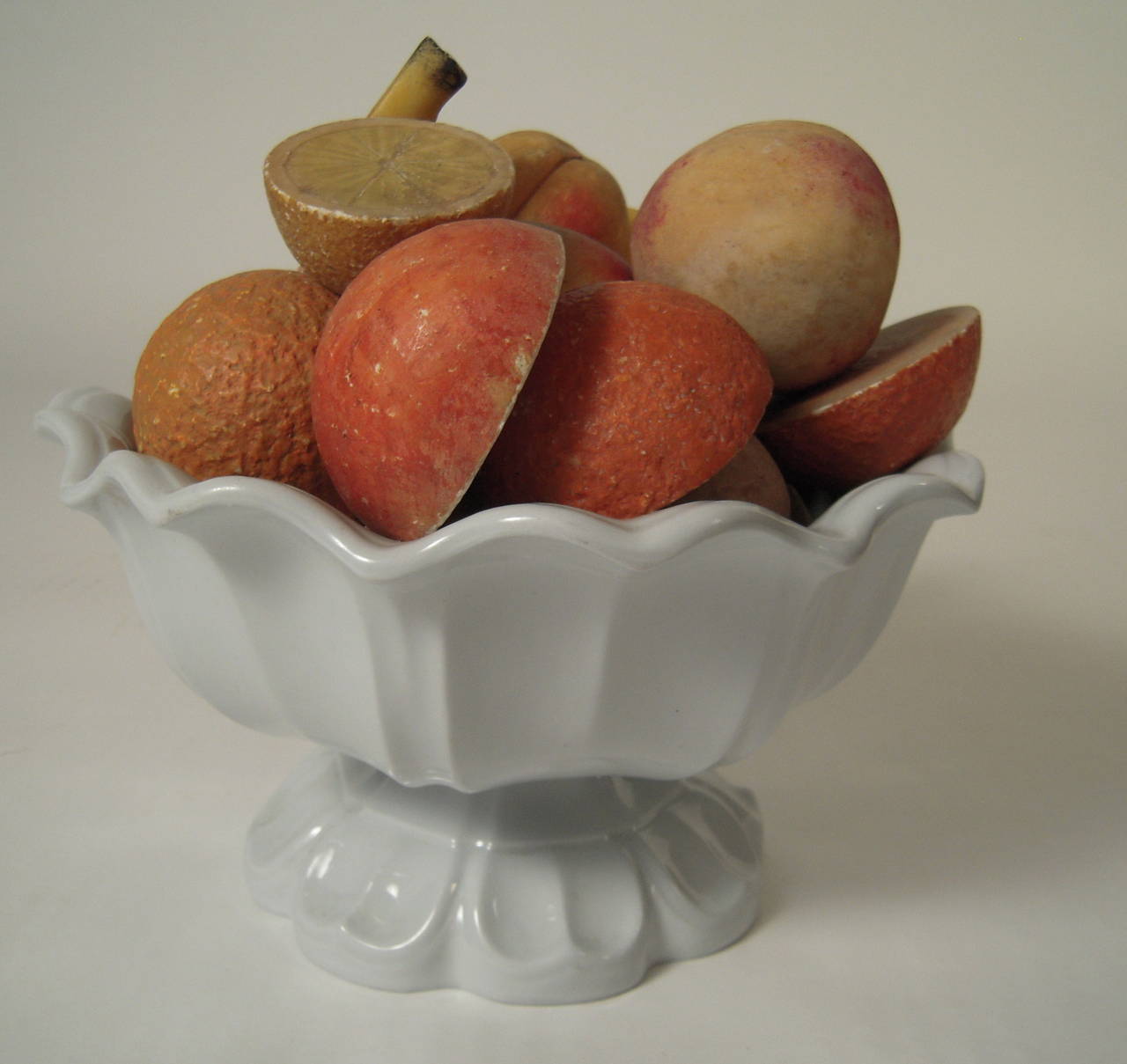 19th Century Ironstone Compote Filled with Stone Fruit 1