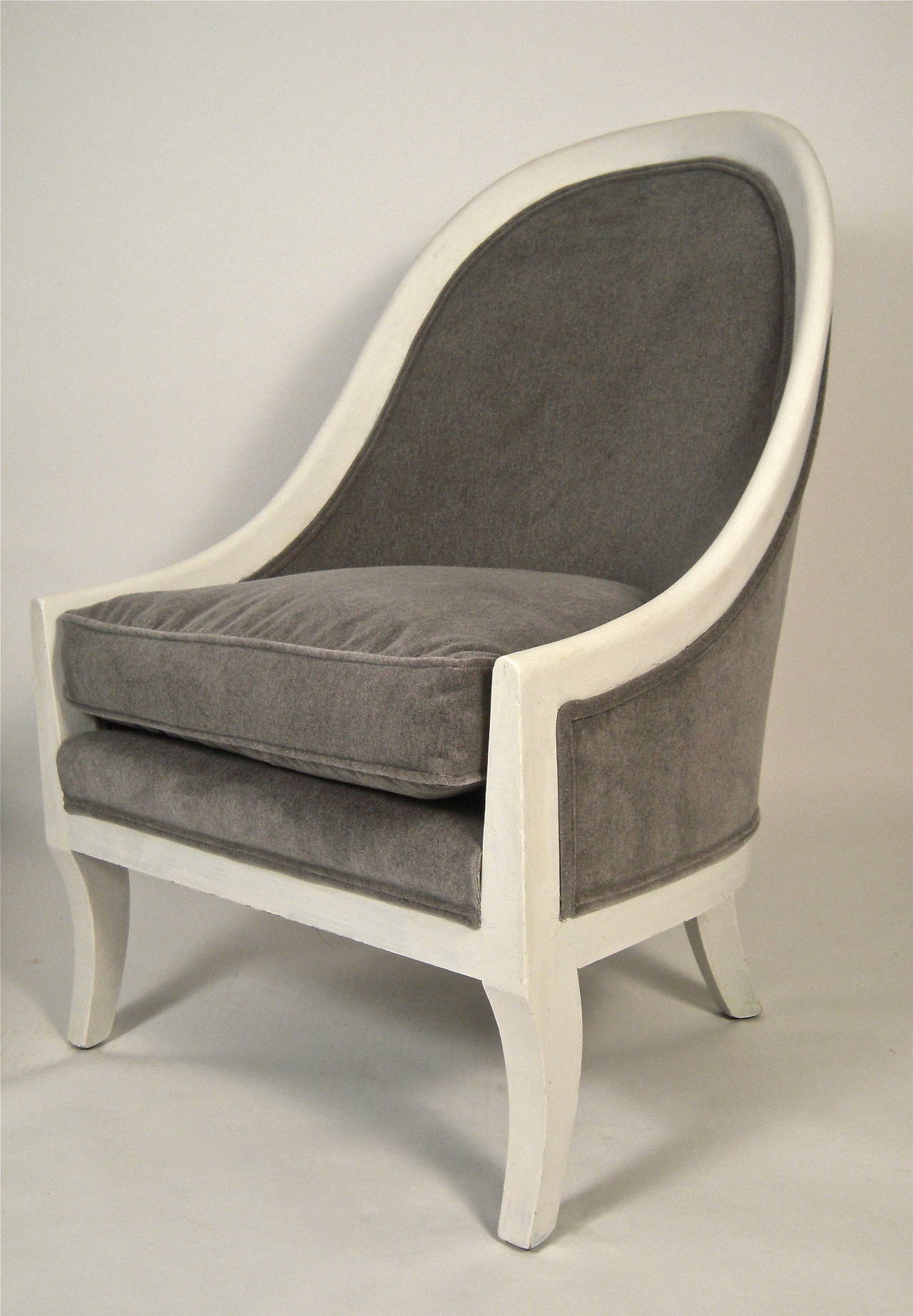 Mid-20th Century Pair of Regency Style Gondola Back Upholstered Chairs