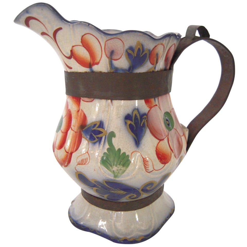 'Make Do' Repaired Staffordshire Gaudy Pitcher