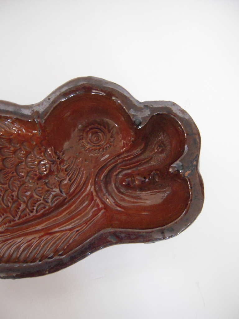 French Redware Pottery Fish-Form Mold