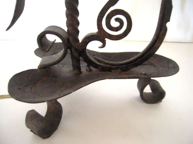 Pair of Wrought Iron Lamps In Excellent Condition In Essex, MA