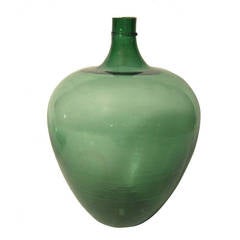 Antique A Large American Blown Green Glass Demijohn