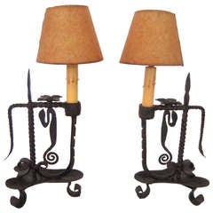 Pair of Wrought Iron Lamps