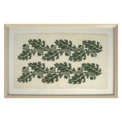 Retro Oak and Acorns Hand Block Printed Folly Cove Print