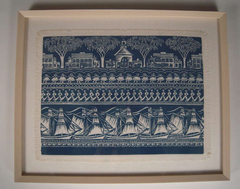 A hand block printed on cotton Folly Cove Designers textile in the 