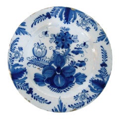 18th Century Blue and White Delft Charger, 10 1/2" Diameter