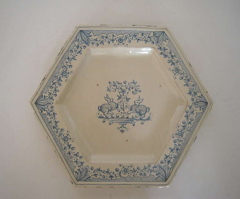 Blue and White Delft Rabbit Charger