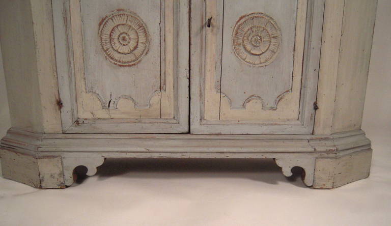 19th Century Italian Blue and Grey Painted Side Cabinet 1