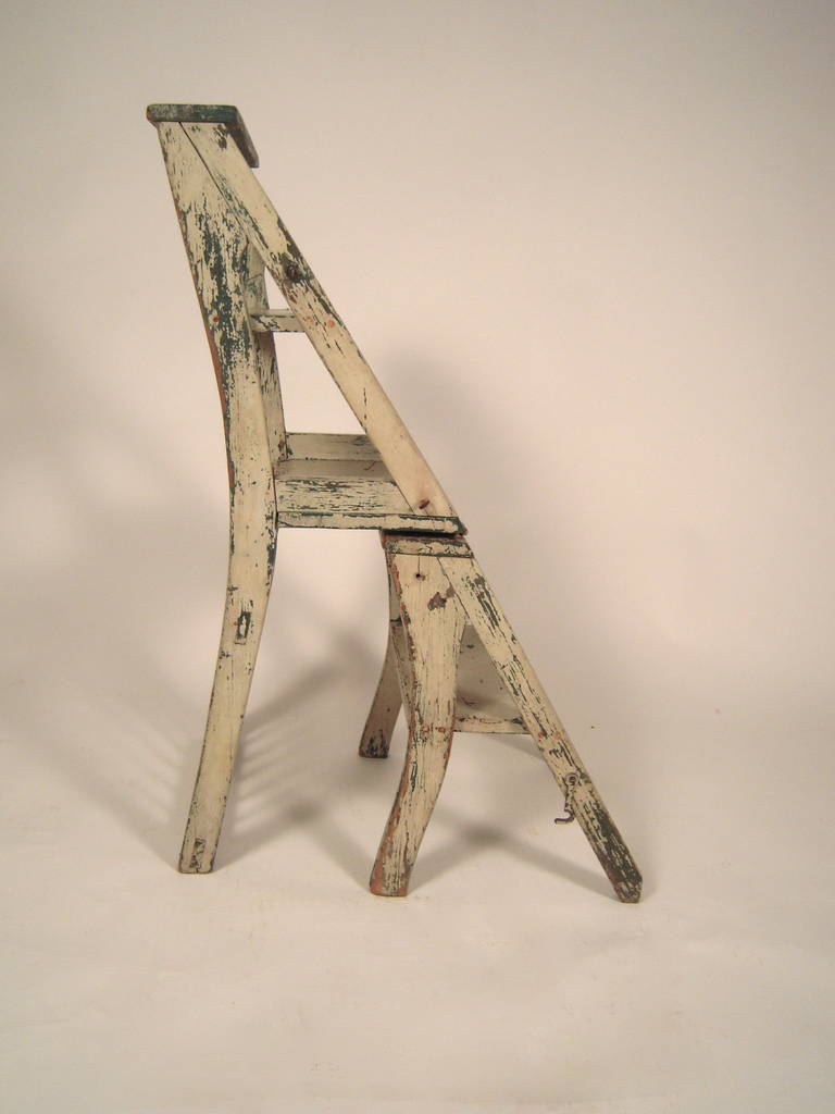 American 19th Century Painted Metamorphic Chair and Ladder