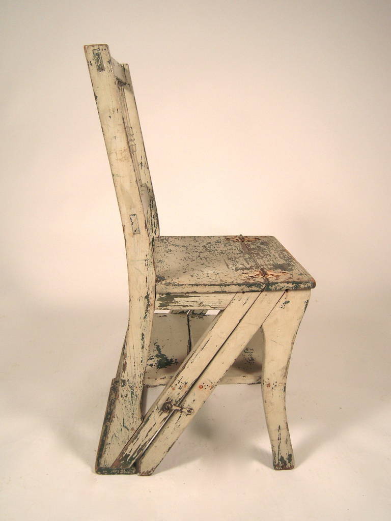 19th Century Painted Metamorphic Chair and Ladder 1