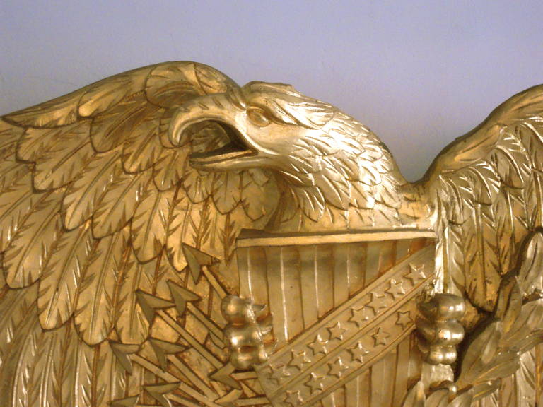 Giltwood Large and Beautifully Carved Gilt Wood American Eagle