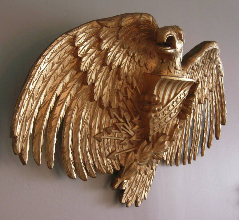 Large and Beautifully Carved Gilt Wood American Eagle 1