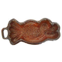 Antique Redware Pottery Fish-Form Mold