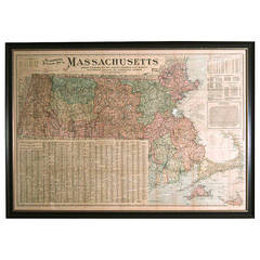 Antique Giant Framed Map of Massachusetts, circa 1903