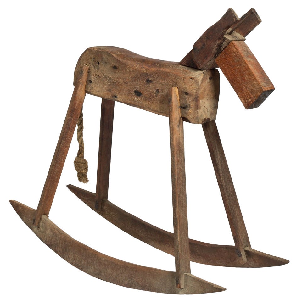 Large Folk Art Rocking Horse Sculpture