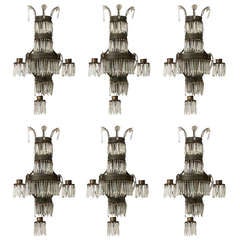 A Rare Set of 6 19th Century Neoclassical Crystal Wall Sconces