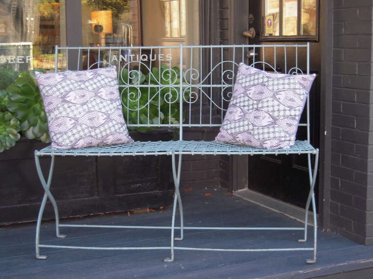 Blue Metal Garden Bench 4