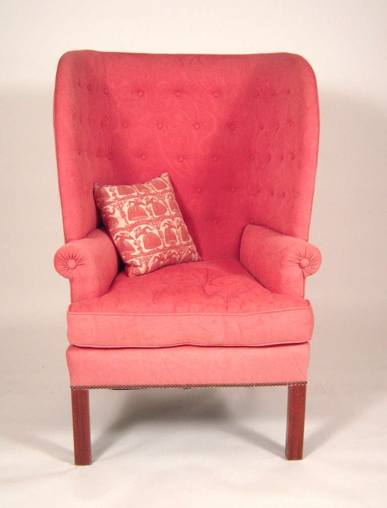 A Cozy and Sculptural Barrel Back Wing Chair 1