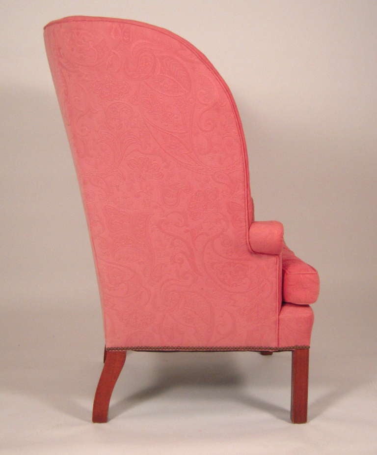 American A Cozy and Sculptural Barrel Back Wing Chair