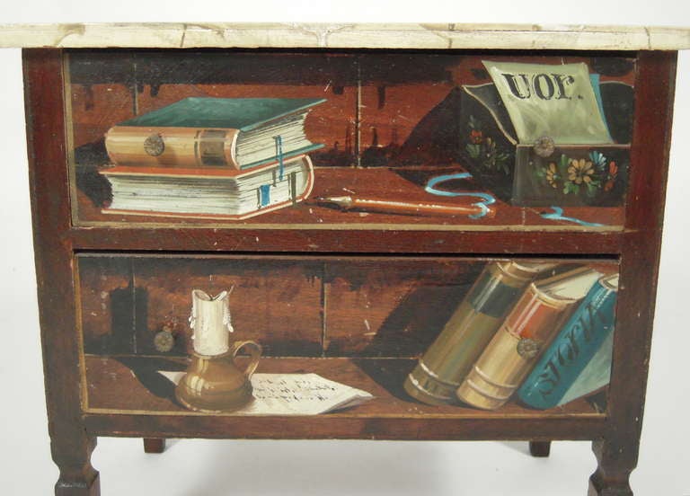 Mid-20th Century A Small Trompe L'Oeil Painted Italian Chest or Side Table