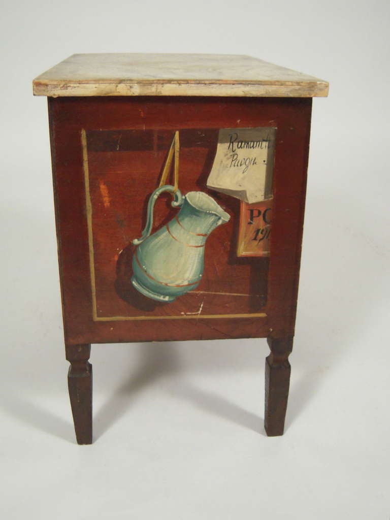 Wood A Small Trompe L'Oeil Painted Italian Chest or Side Table