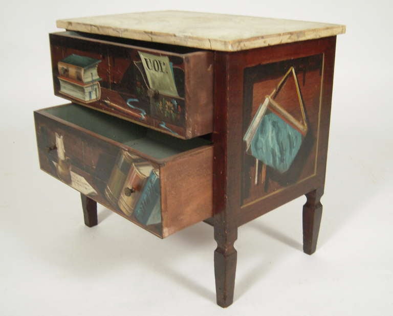 A Small Trompe L'Oeil Painted Italian Chest or Side Table 3