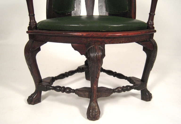 Leather 18th Century Colonial Portuguese Rosewood Armchair