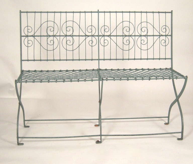 American Blue Metal Garden Bench