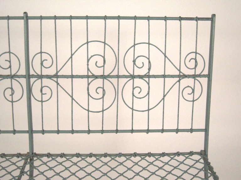 Blue Metal Garden Bench 2