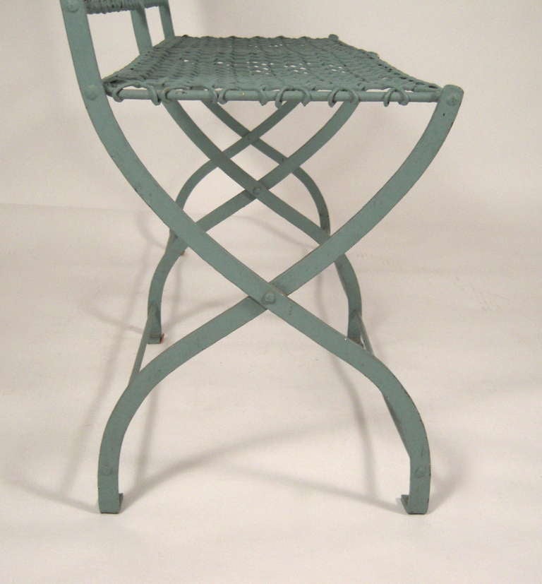 Mid-20th Century Blue Metal Garden Bench
