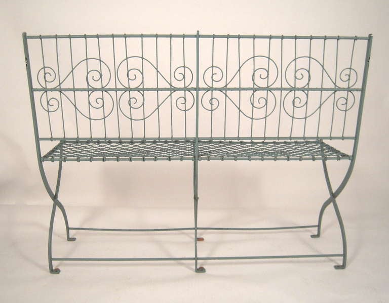 Blue Metal Garden Bench 1
