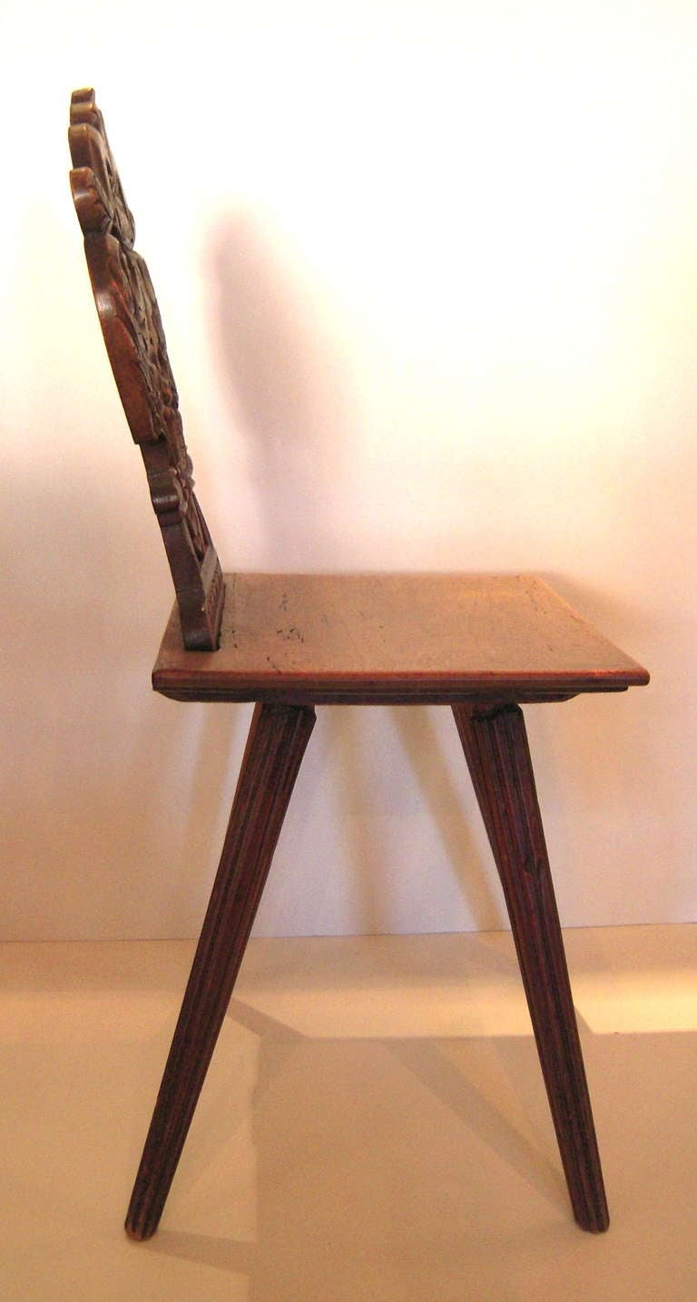 19th Century Swiss Alpine Walnut Chair 3