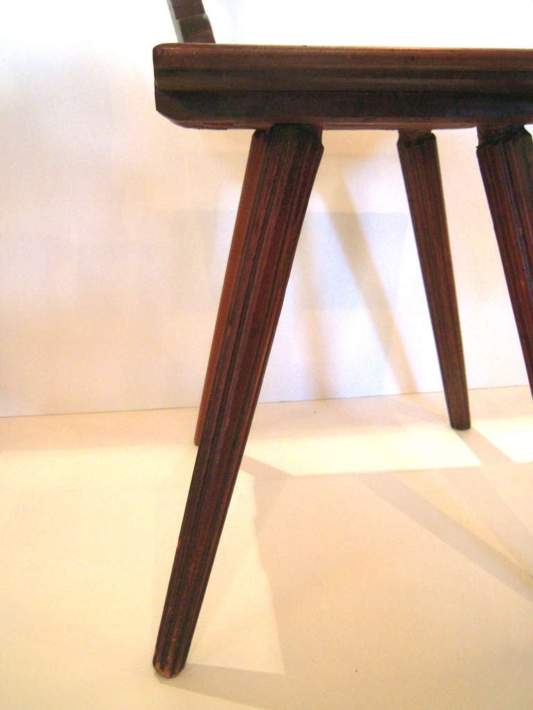 19th Century Swiss Alpine Walnut Chair 4