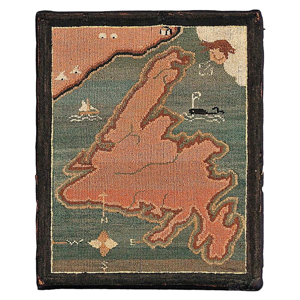 Newfoundland Map Hooked Grenfell Mat