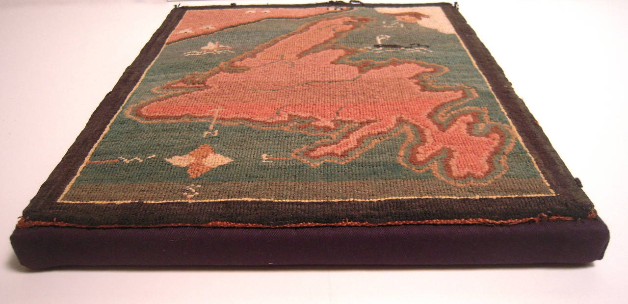 20th Century Newfoundland Map Hooked Grenfell Mat