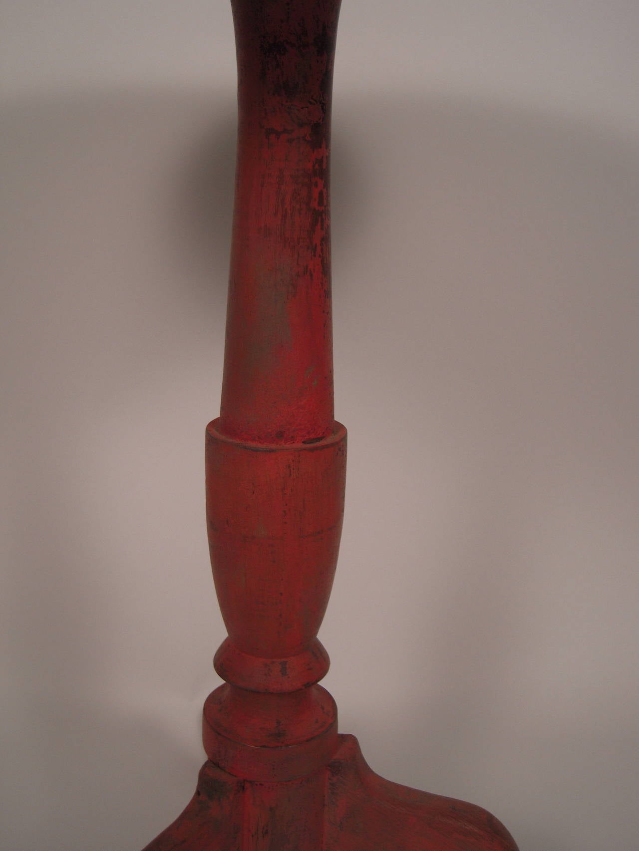 Wood Beautifully Colored Salmon Painted Federal Period Candle Stand, circa 1790