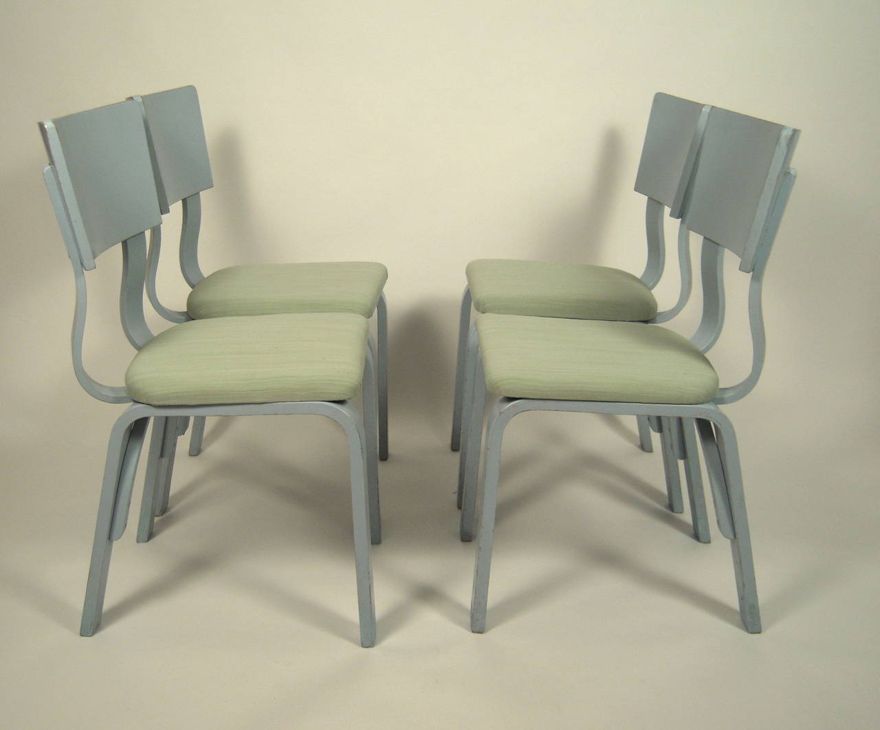 American Ten Thonet Light Blue Painted Dining Chairs