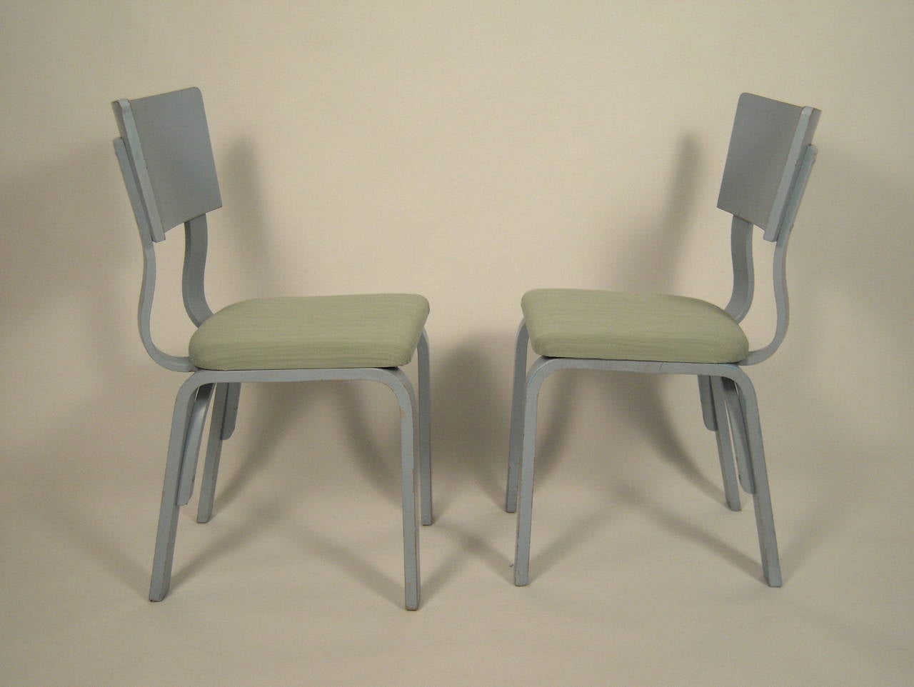 Ten Thonet Light Blue Painted Dining Chairs In Good Condition In Essex, MA