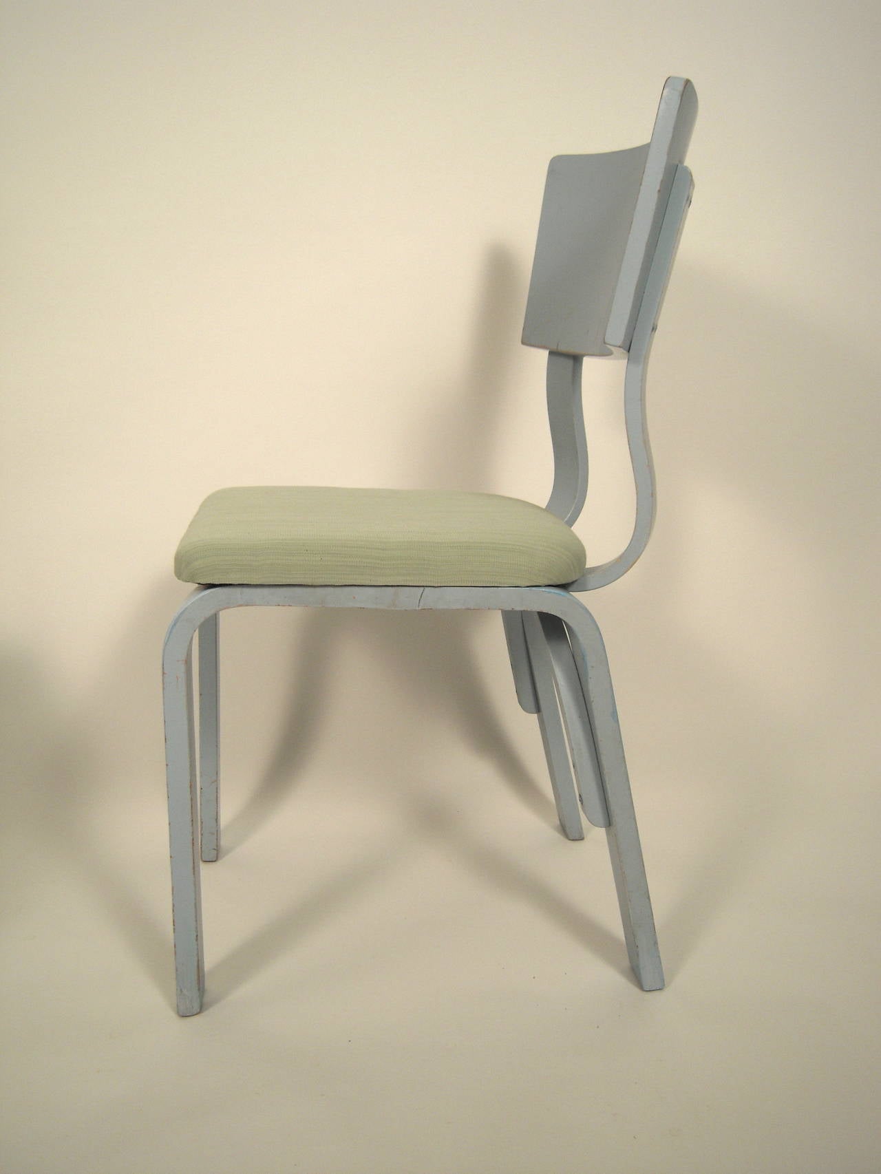 Upholstery Ten Thonet Light Blue Painted Dining Chairs