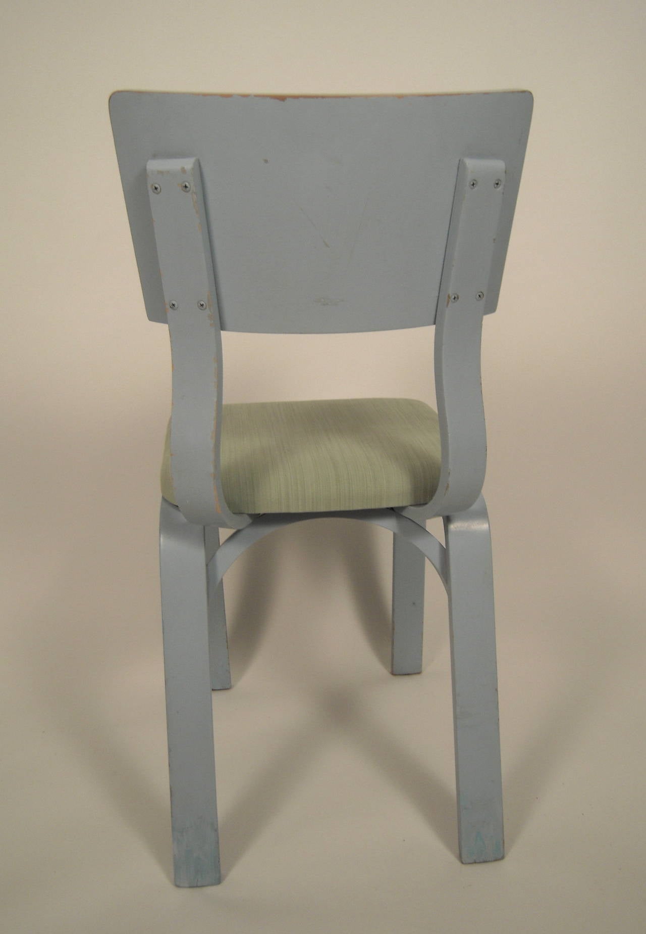 Ten Thonet Light Blue Painted Dining Chairs 1