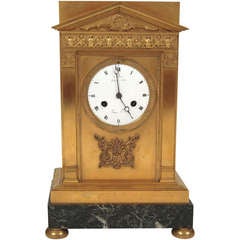 Antique French Empire Period  Bronze Doré Mantle Clock