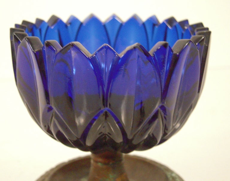 19th Century Cobalt Glass "Make Do" Master Salt Cellar