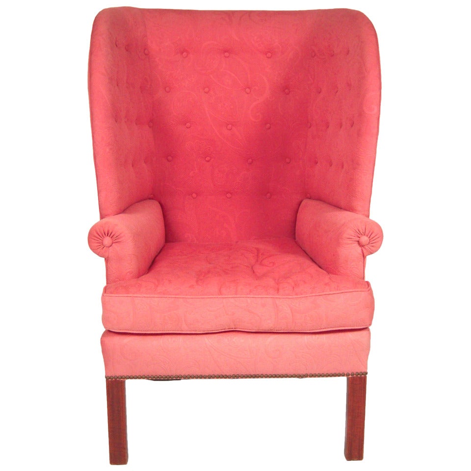 A Cozy and Sculptural Barrel Back Wing Chair at 1stDibs