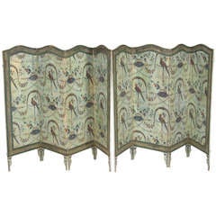 Pair of 19th Century Double-Sided French Wallpaper Screens